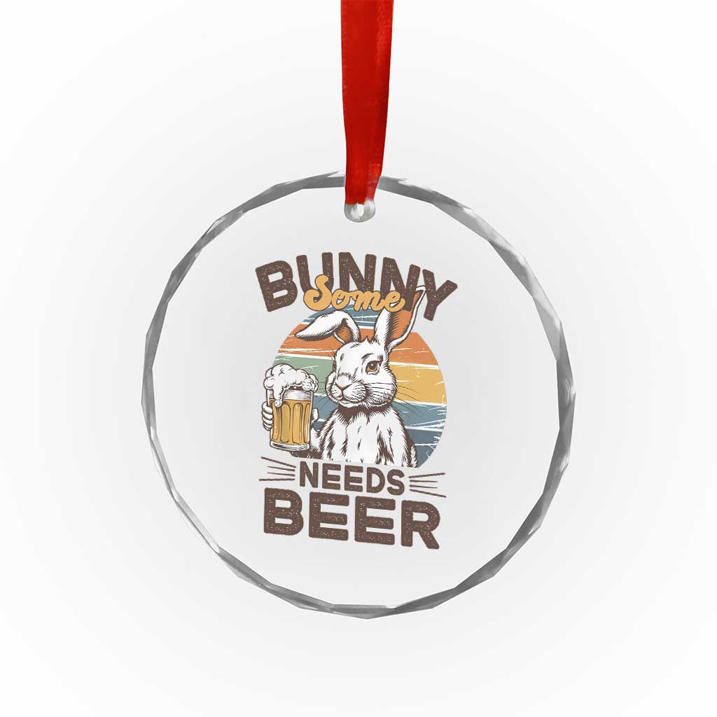 Some Bunny Needs Beer Funny Easter Drinking Humor Crystal Glass Ornament Retro Rabbit Beer Lover Gift