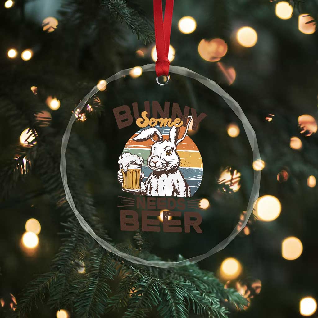 Some Bunny Needs Beer Funny Easter Drinking Humor Crystal Glass Ornament Retro Rabbit Beer Lover Gift