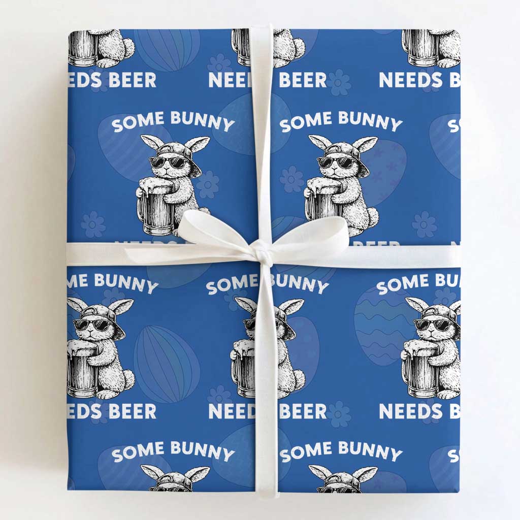 Some Bunny Needs Beer Funny Easter Drinking Humor Wrapping Paper Roll Cool Rabbit with Sunglasses Graphic Gift