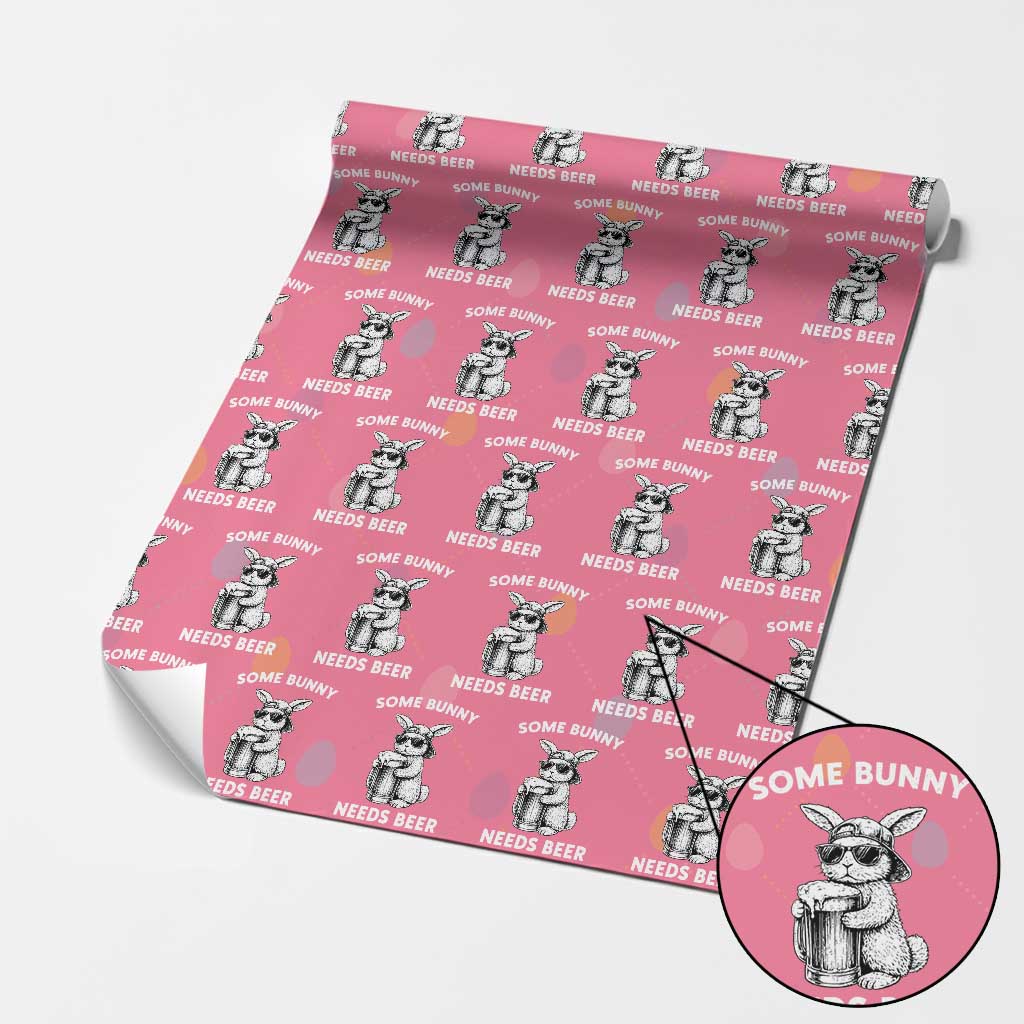 Some Bunny Needs Beer Funny Easter Drinking Humor Wrapping Paper Roll Cool Rabbit with Sunglasses Graphic Gift