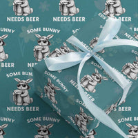Some Bunny Needs Beer Funny Easter Drinking Humor Wrapping Paper Roll Cool Rabbit with Sunglasses Graphic Gift