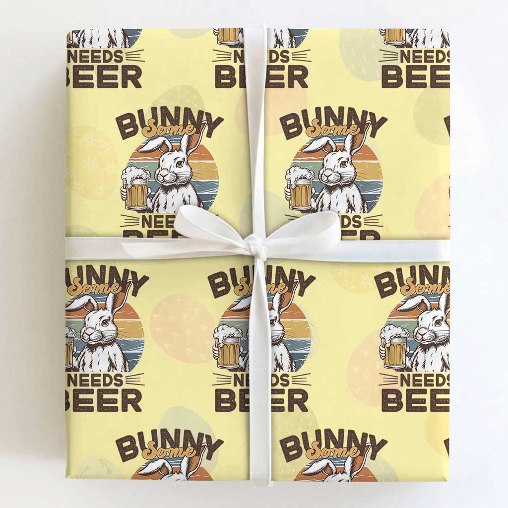 Some Bunny Needs Beer Funny Easter Drinking Humor Wrapping Paper Roll Retro Rabbit Beer Lover Gift