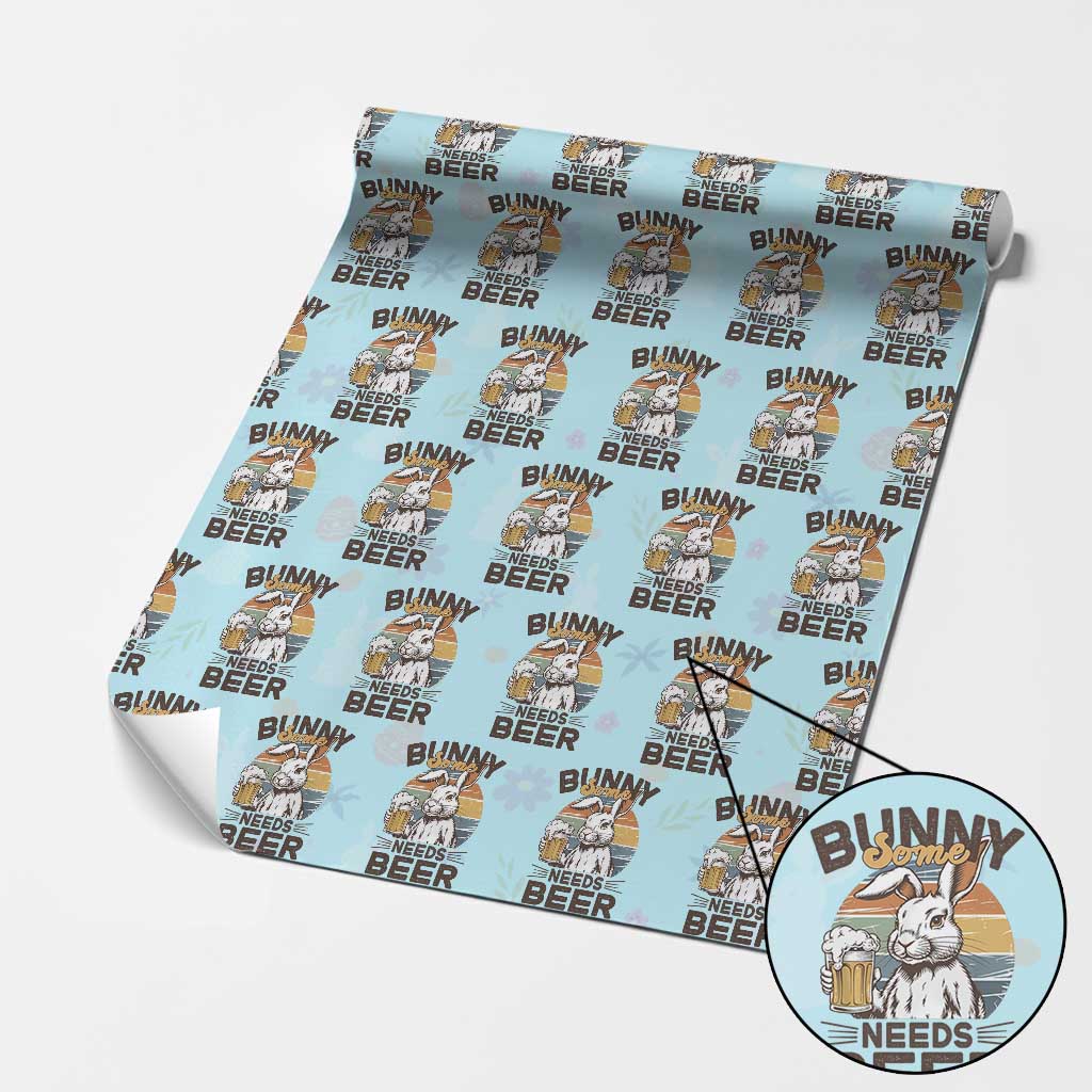 Some Bunny Needs Beer Funny Easter Drinking Humor Wrapping Paper Roll Retro Rabbit Beer Lover Gift