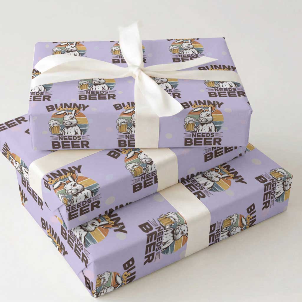 Some Bunny Needs Beer Funny Easter Drinking Humor Wrapping Paper Roll Retro Rabbit Beer Lover Gift