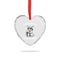 Some Bunny Needs Beer Funny Easter Drinking Humor Heart Crystal Glass Ornament Cool Rabbit with Sunglasses Graphic Gift