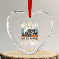 Some Grandpas Play Bingo Real Grandpas Drive Hotrods Heart Crystal Glass Ornament 1932 American Classic Hotrod