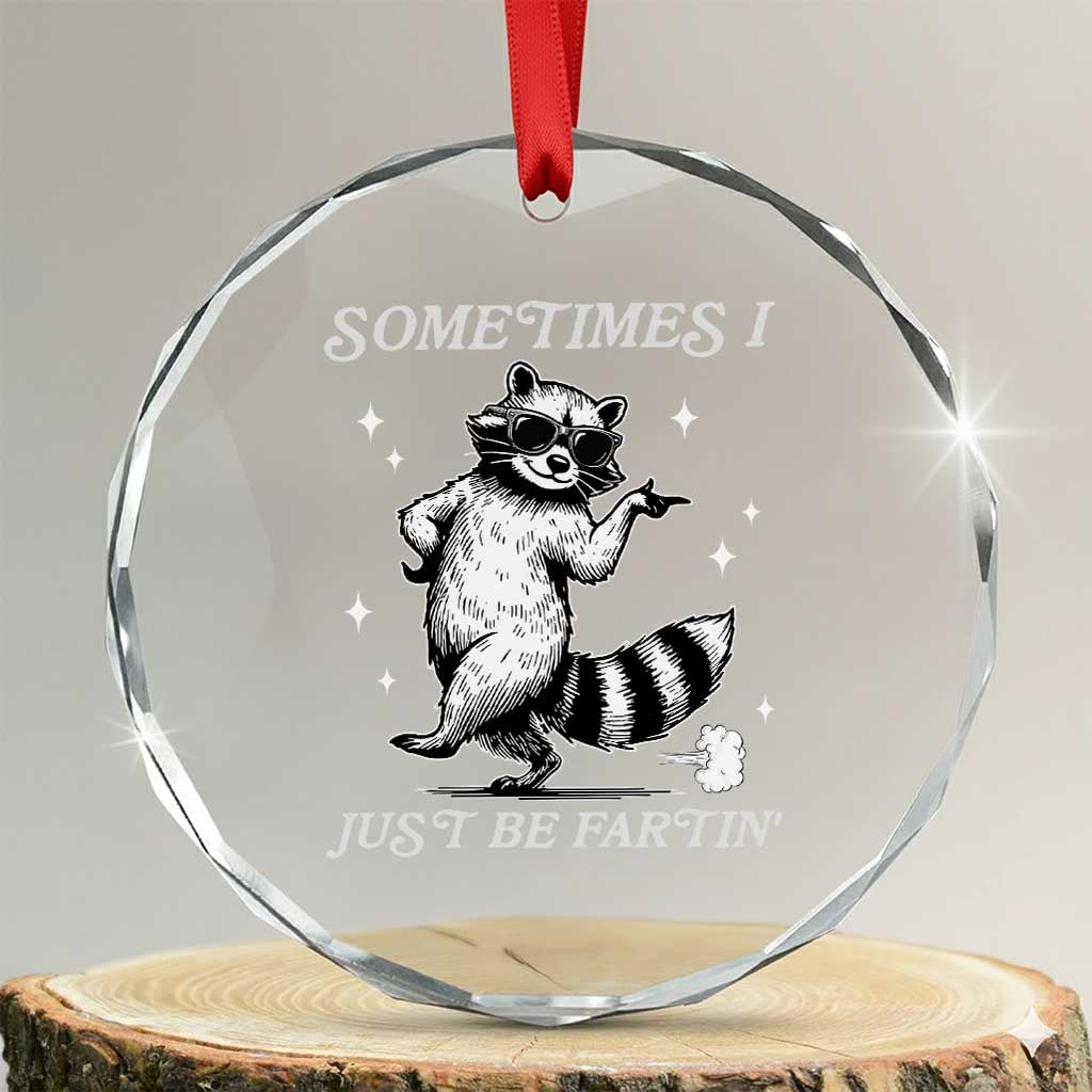 Sometimes I Just Be Fartin Crystal Glass Ornament Funny Raccoon Meme - Wonder Print Shop
