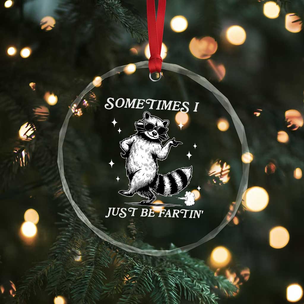 Sometimes I Just Be Fartin Crystal Glass Ornament Funny Raccoon Meme - Wonder Print Shop