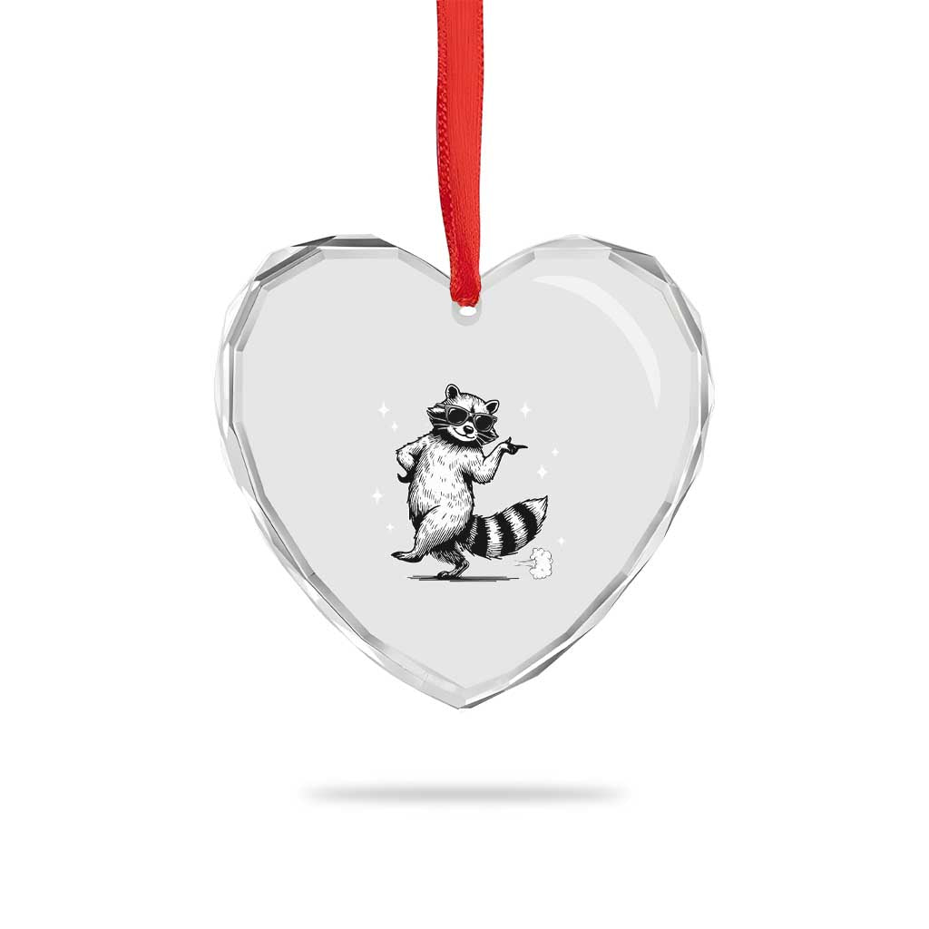 Sometimes I Just Be Fartin Heart Crystal Glass Ornament Funny Raccoon Meme - Wonder Print Shop