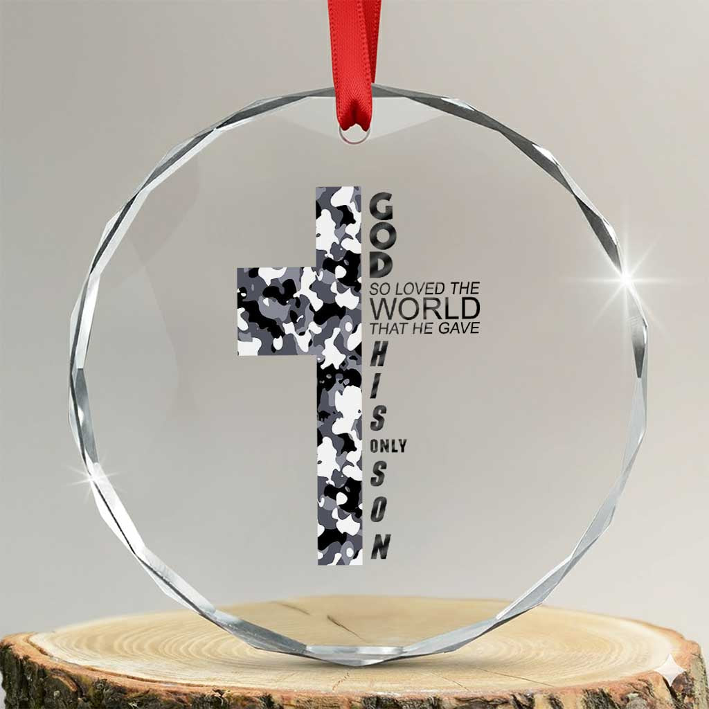 Son Of God Jesus Crystal Glass Ornament Camo Christ Cross Christian 9 John 3 16
