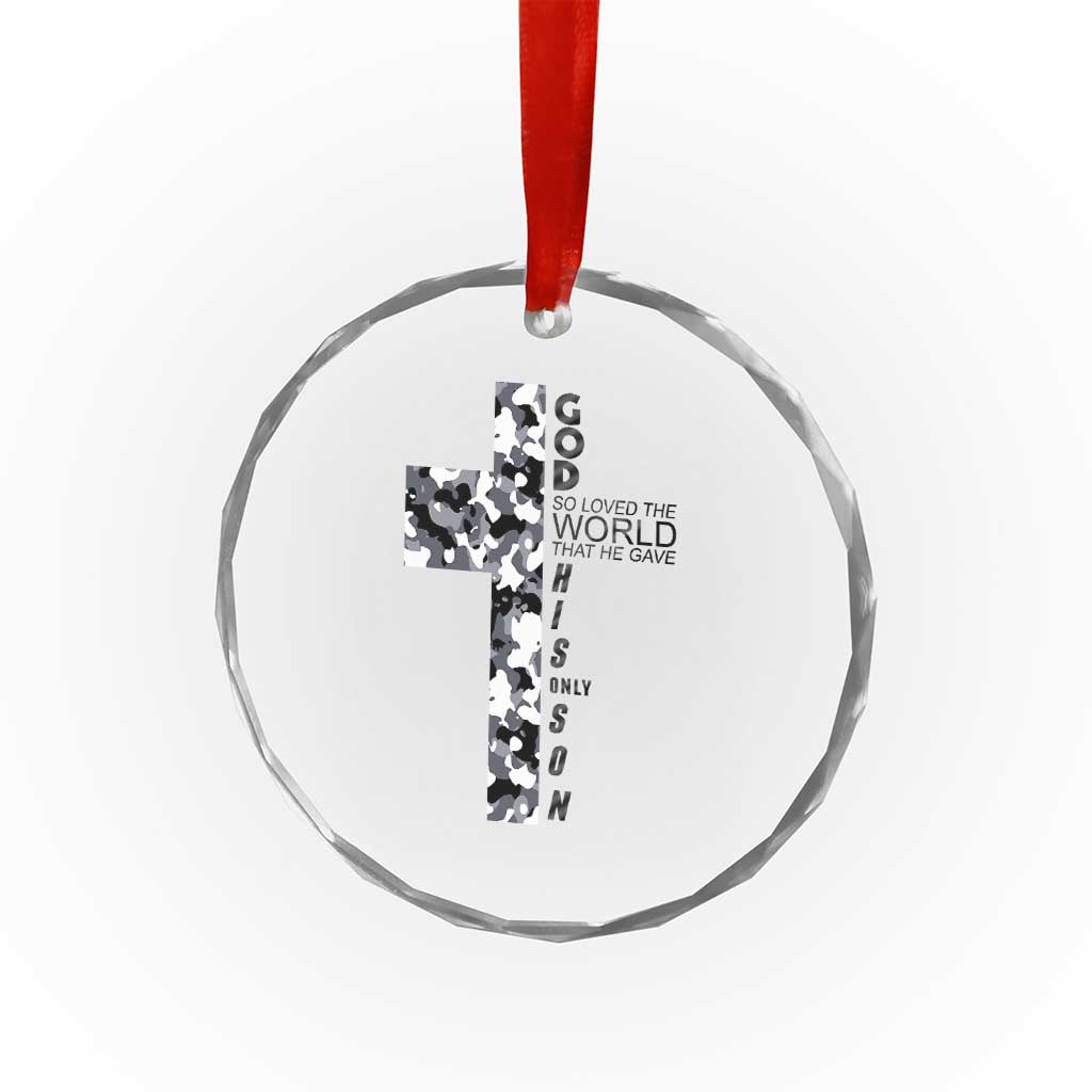 Son Of God Jesus Crystal Glass Ornament Camo Christ Cross Christian 9 John 3 16