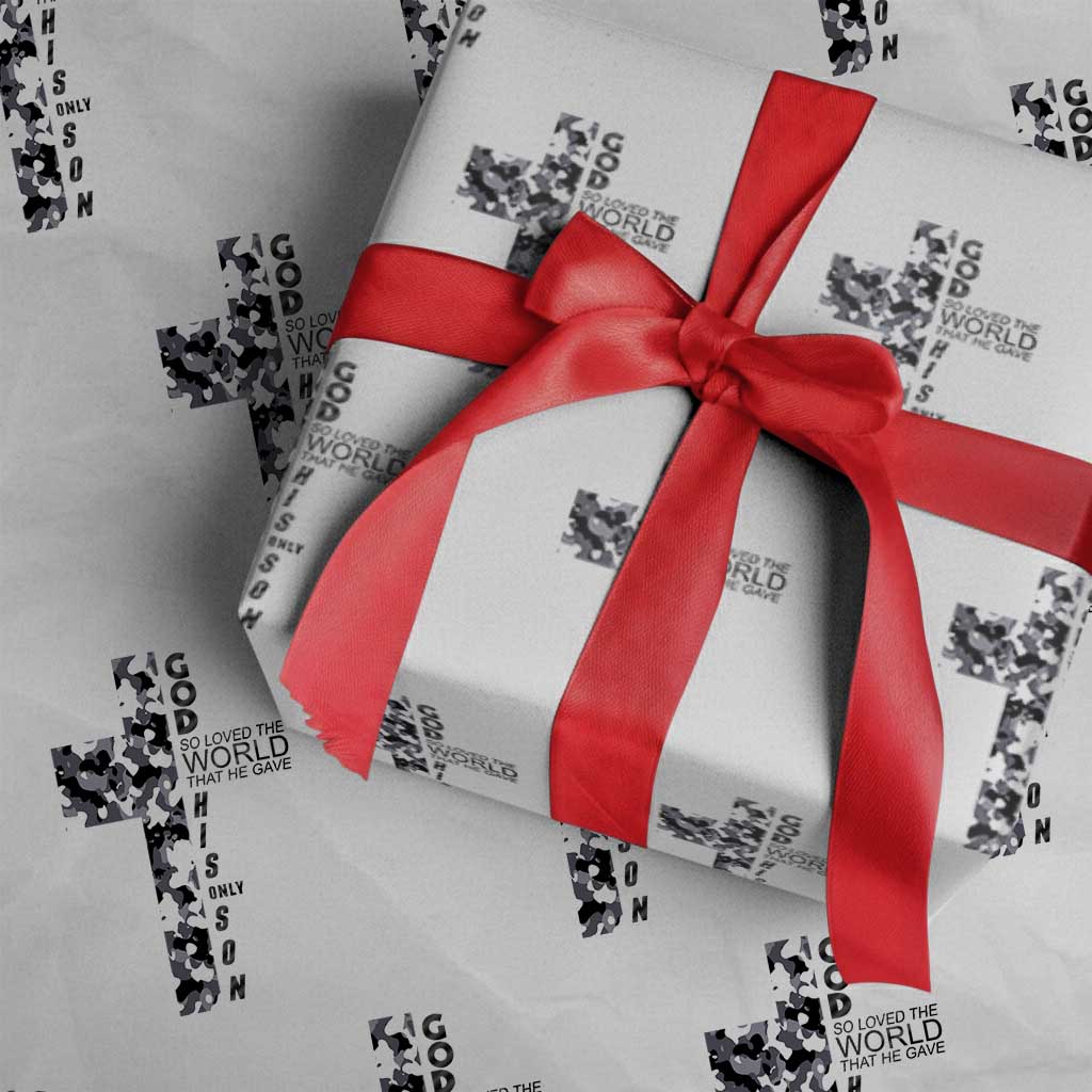 Son Of God Jesus Wrapping Paper Roll Camo Christ Cross Christian 9 John 3 16