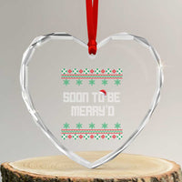 Soon To Be Merry'd Christmas Heart Crystal Glass Ornament Engaged Couple Matching - Wonder Print Shop