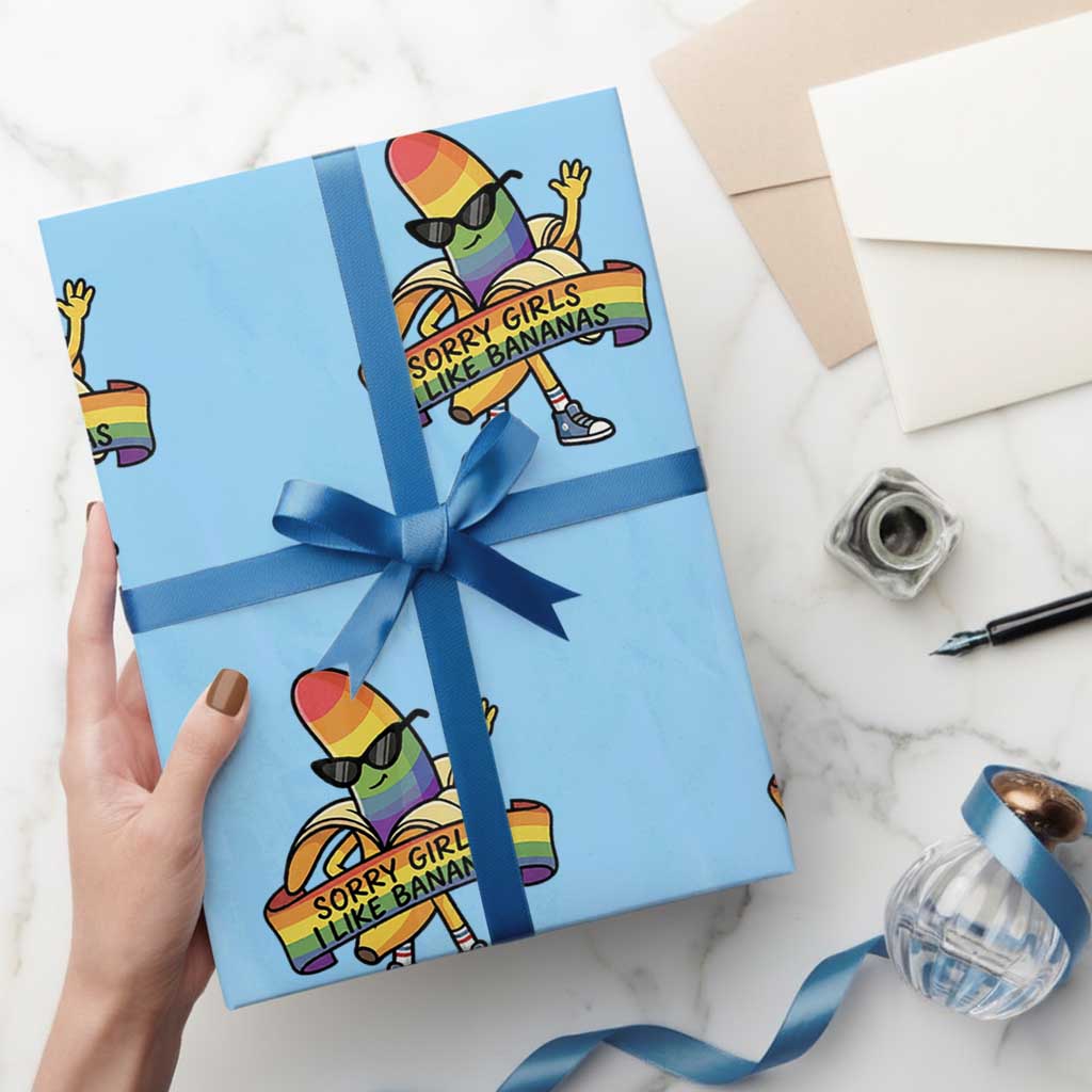 Sorry Girls I Like Bananas Wrapping Paper Roll Funny LGBTQ Graphic