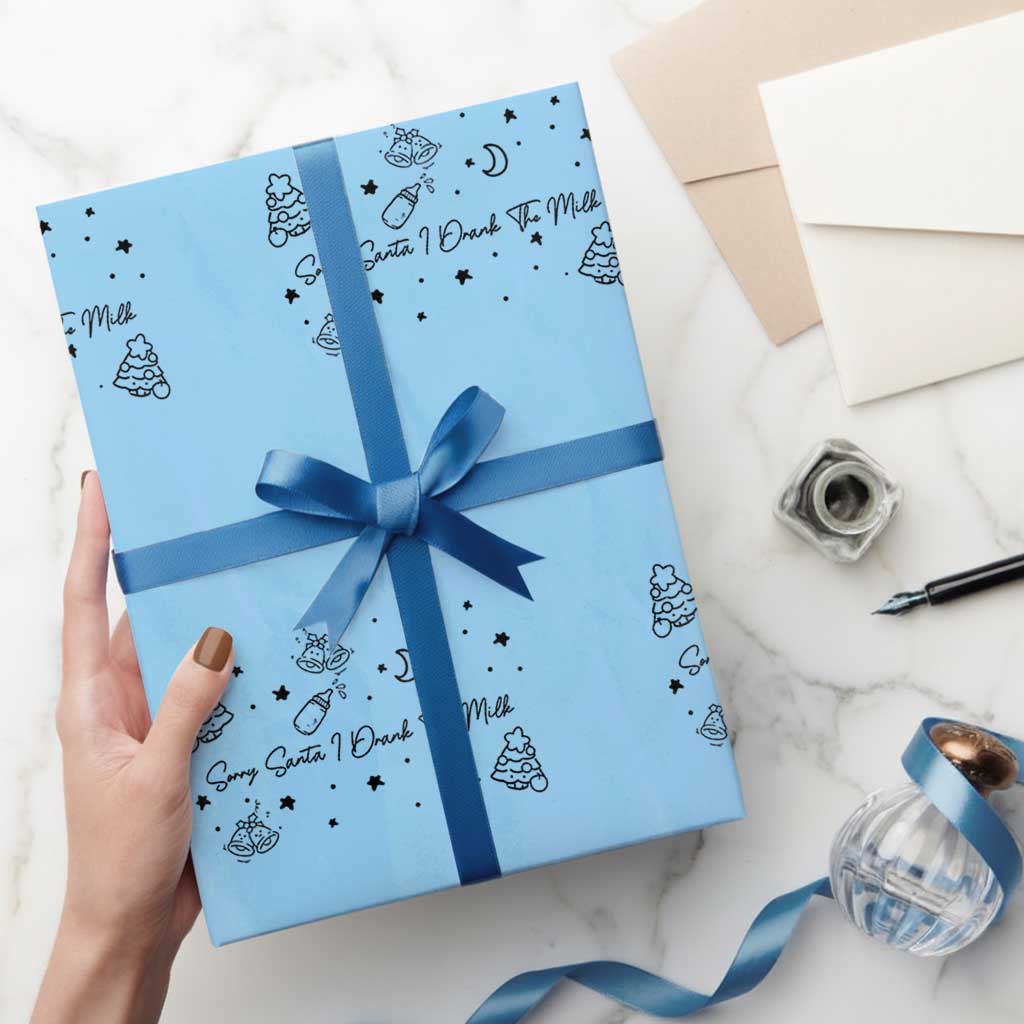Sorry Santa I Drank The Milk Wrapping Paper Roll Newborn Baby First Xmas - Wonder Print Shop