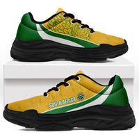 South Africa 2026 Football Chunky Sneakers Bafana Bafana Kente Curve Stylized - Wonder Print Shop