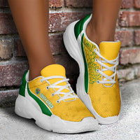 South Africa 2026 Football Chunky Sneakers Bafana Bafana Kente Curve Stylized - Wonder Print Shop