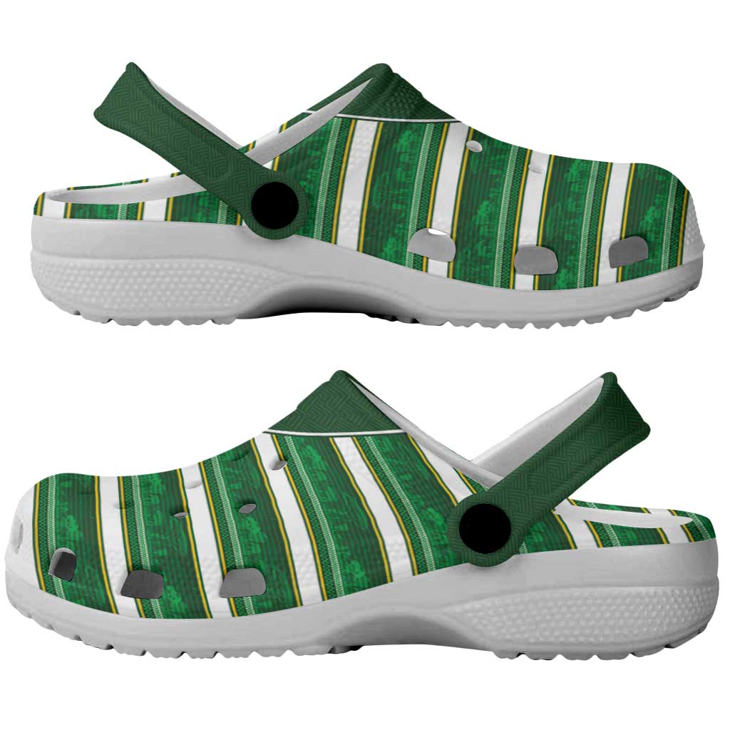 South Africa Clogs Shoes King Protea with African Heritage Stripes Style