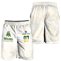 South Africa Cricket Champion Custom Shorts for Men Gold Proteas - All White - Wonder Print Shop