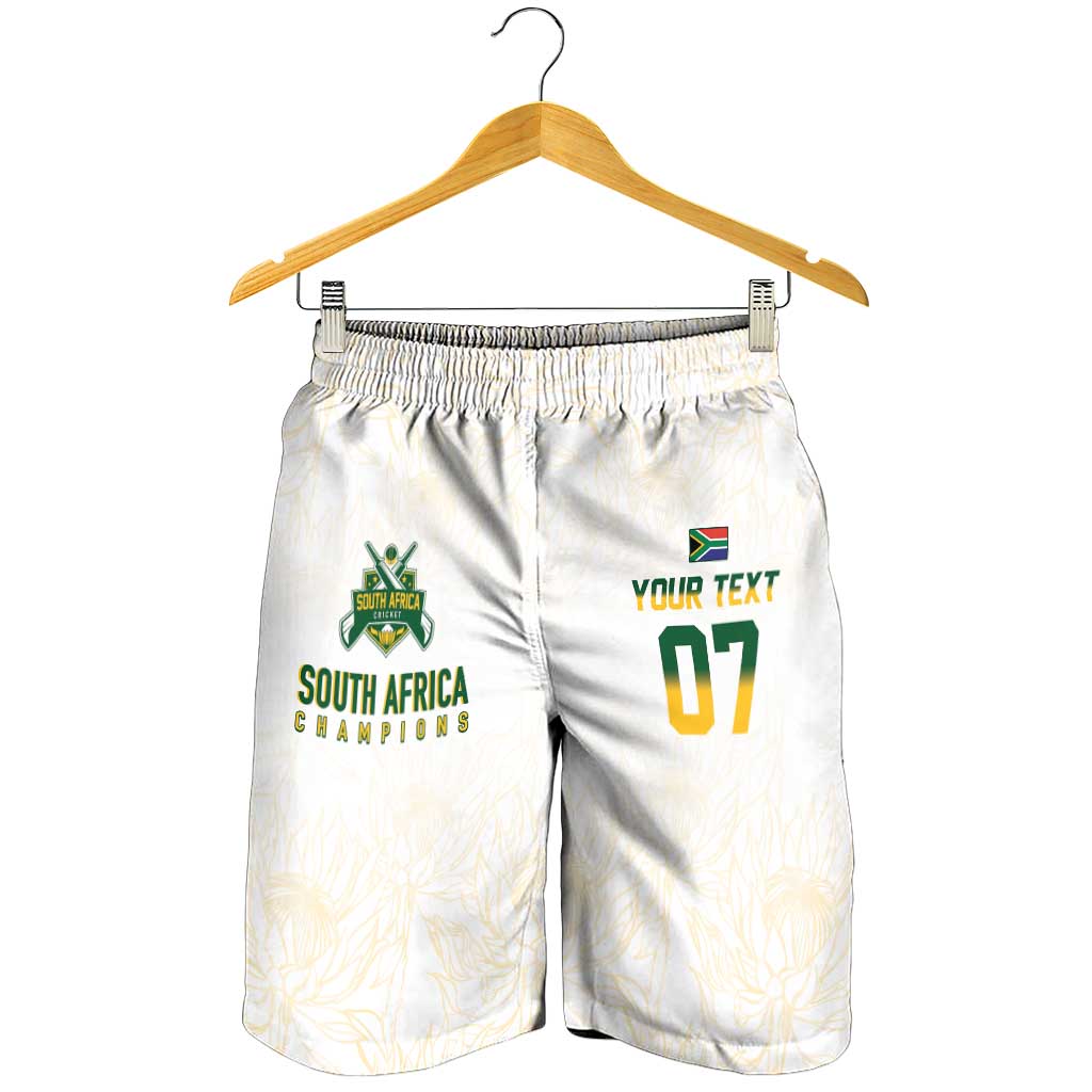 South Africa Cricket Champion Custom Shorts for Men Gold Proteas - All White - Wonder Print Shop