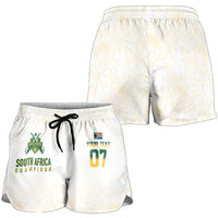 South Africa Cricket Champion Custom Shorts for Women Gold Proteas - All White - Wonder Print Shop