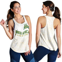 South Africa Cricket Champion Women Racerback Tank Gold Proteas - All White - Wonder Print Shop