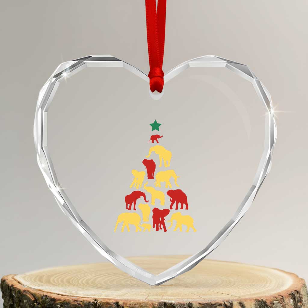 South Africa Elephant Xmas Tree Heart Crystal Glass Ornament Safari Animals Xmas - Wonder Print Shop