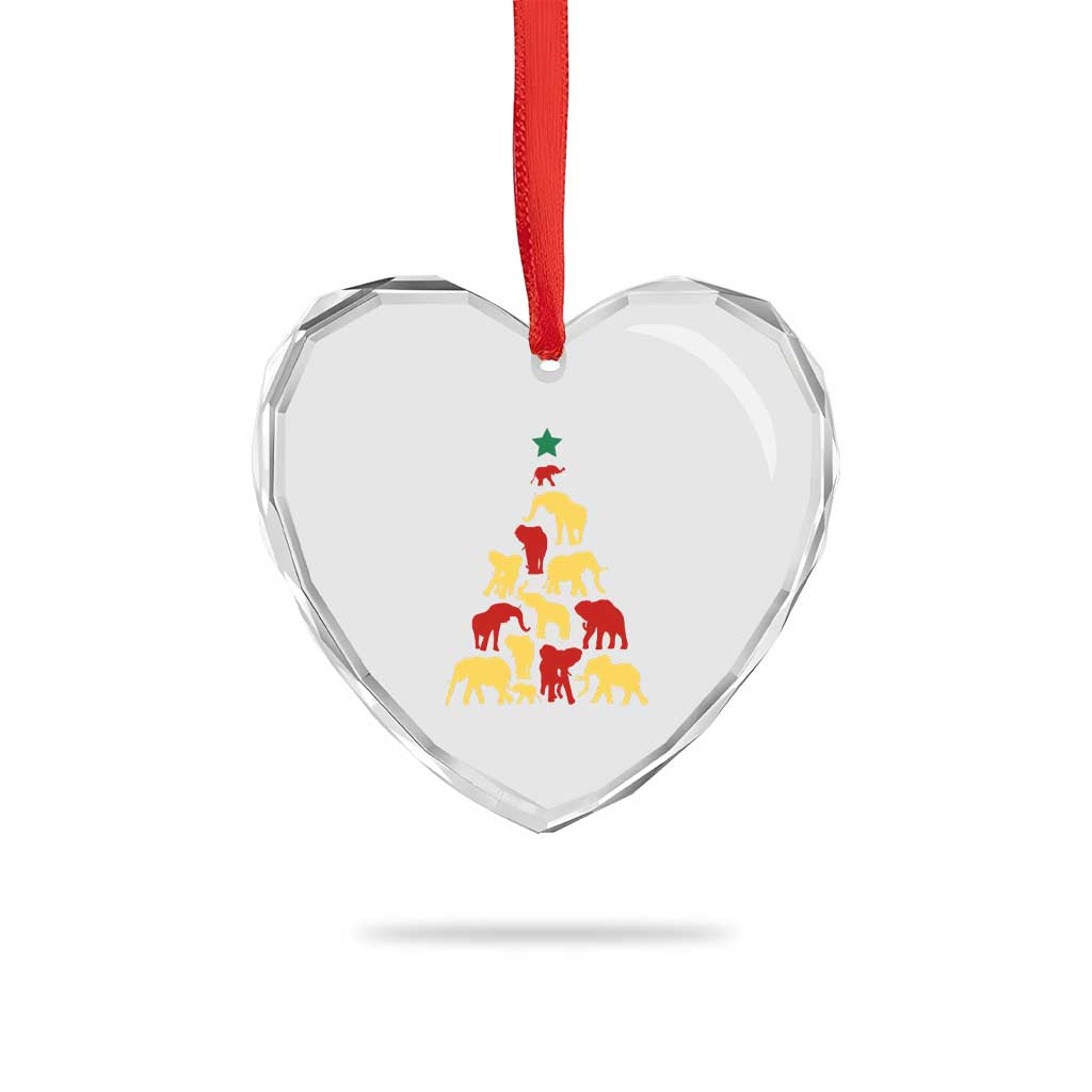 South Africa Elephant Xmas Tree Heart Crystal Glass Ornament Safari Animals Xmas - Wonder Print Shop