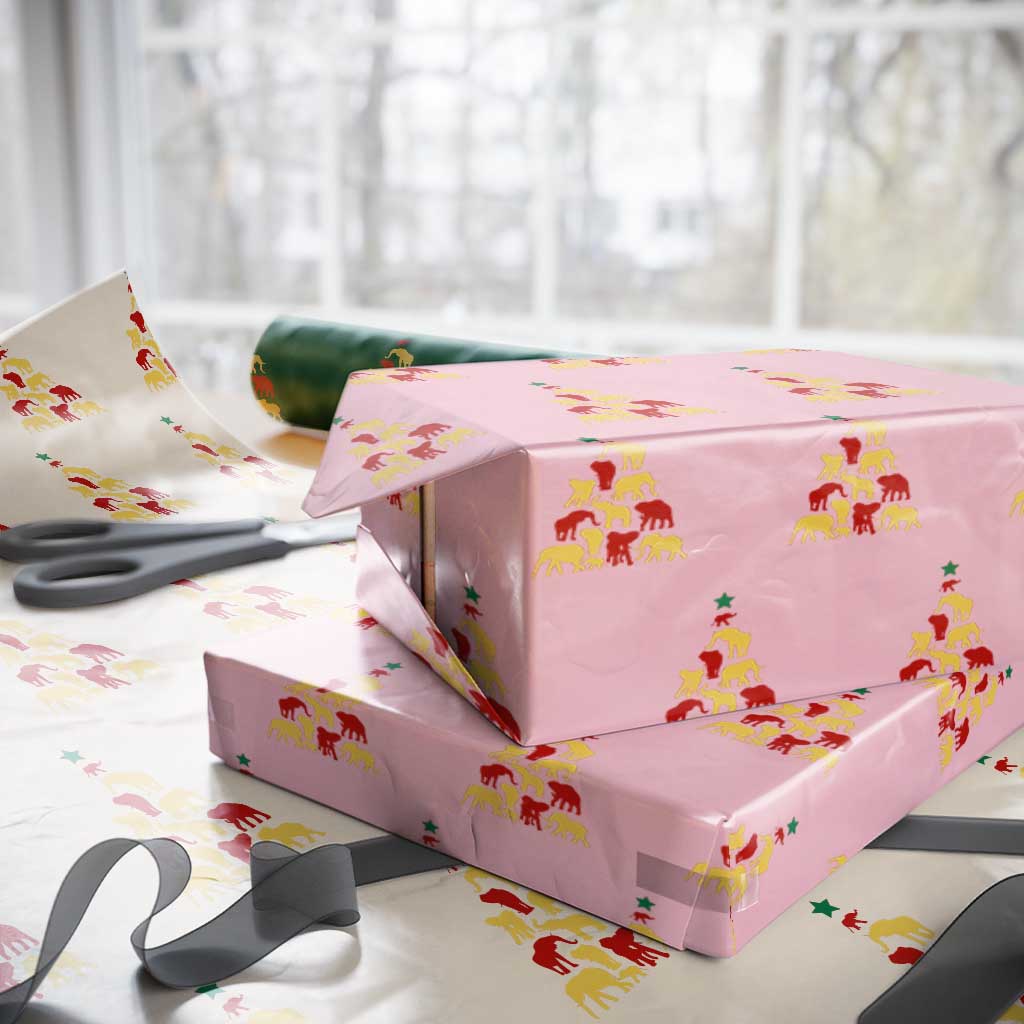 South Africa Elephant Xmas Tree Wrapping Paper Roll Safari Animals