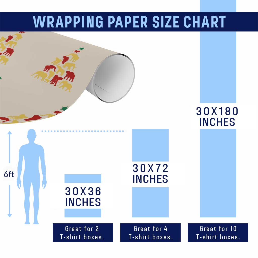 South Africa Elephant Xmas Tree Wrapping Paper Roll Safari Animals