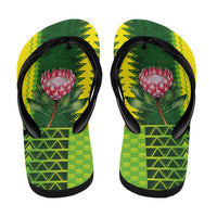 South Africa Flip Flops King Protea with African Tribal Geometric Pattern Culture Art