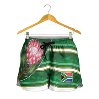 South Africa Football Shorts for Women King Protea with African Heritage Stripes Style