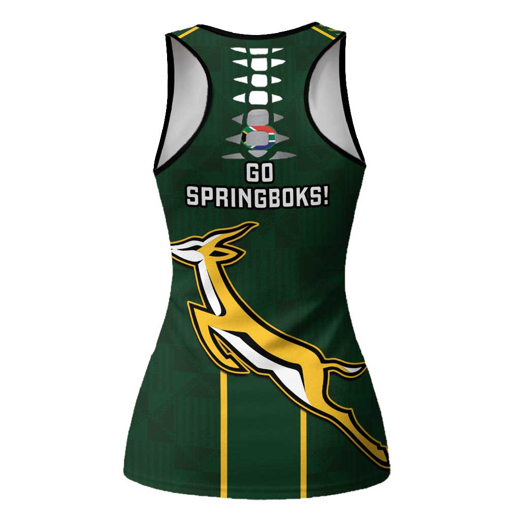 South Africa Rugby Hollow Tank Top Go Champions Springboks Kente Pattern