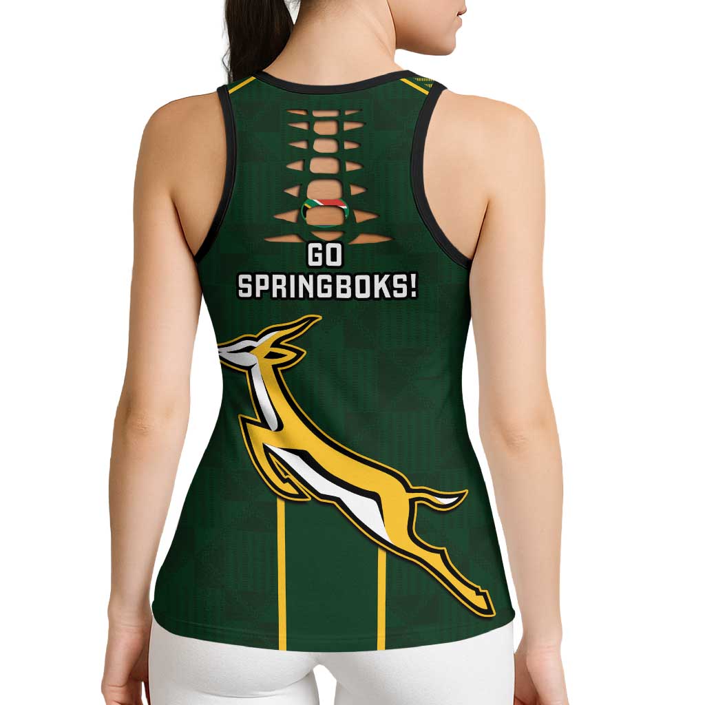 South Africa Rugby Hollow Tank Top Go Champions Springboks Kente Pattern