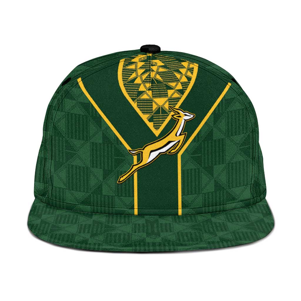 South Africa Rugby Snapback Cap Go Champions Springboks Kente Pattern