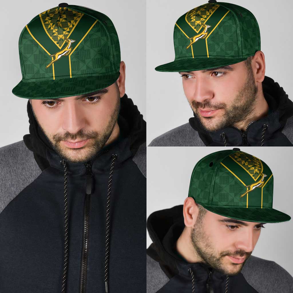 South Africa Rugby Snapback Cap Go Champions Springboks Kente Pattern