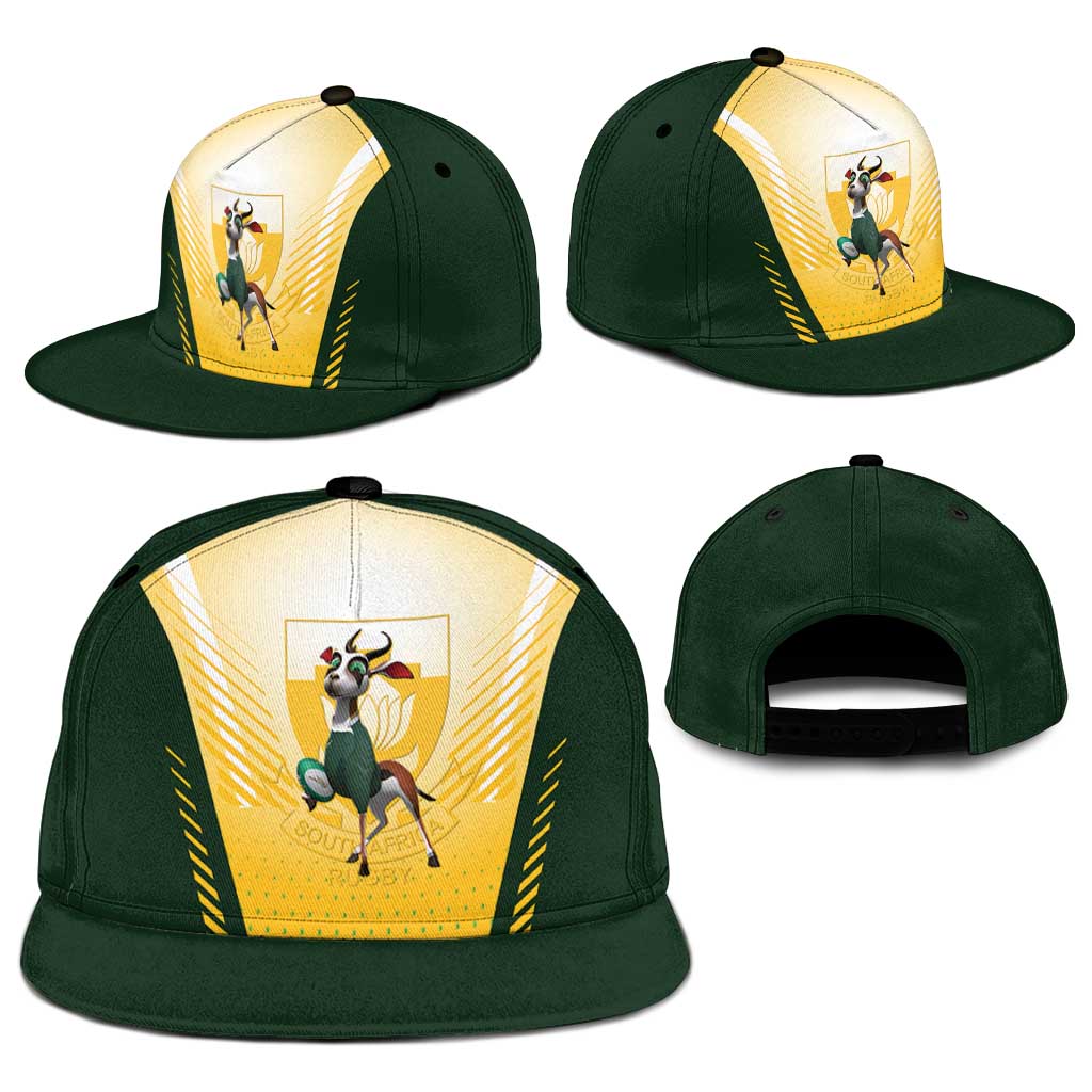 South Africa Rugby Snapback Cap Springboks Mascot Sporty Style