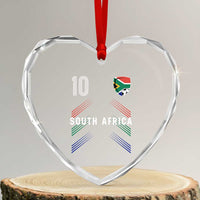 South Africa Soccer Sports Graphic Number 10 Jersey Style Heart Crystal Glass Ornament Proud South African Football Fans Game Day Pride