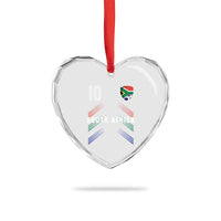 South Africa Soccer Sports Graphic Number 10 Jersey Style Heart Crystal Glass Ornament Proud South African Football Fans Game Day Pride