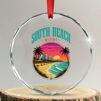 South Beach Miami Crystal Glass Ornament Retro Florida USA Souvenir Gift