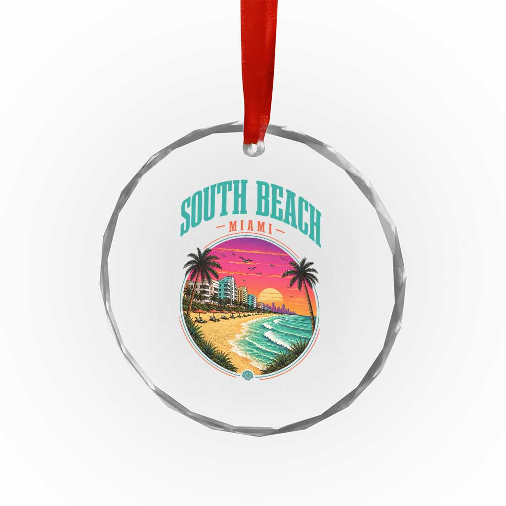 South Beach Miami Crystal Glass Ornament Retro Florida USA Souvenir Gift