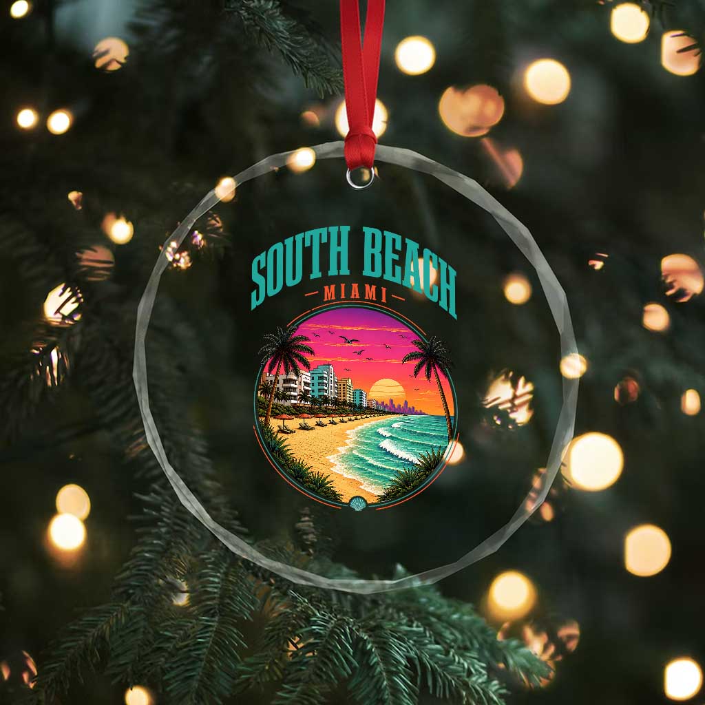 South Beach Miami Crystal Glass Ornament Retro Florida USA Souvenir Gift