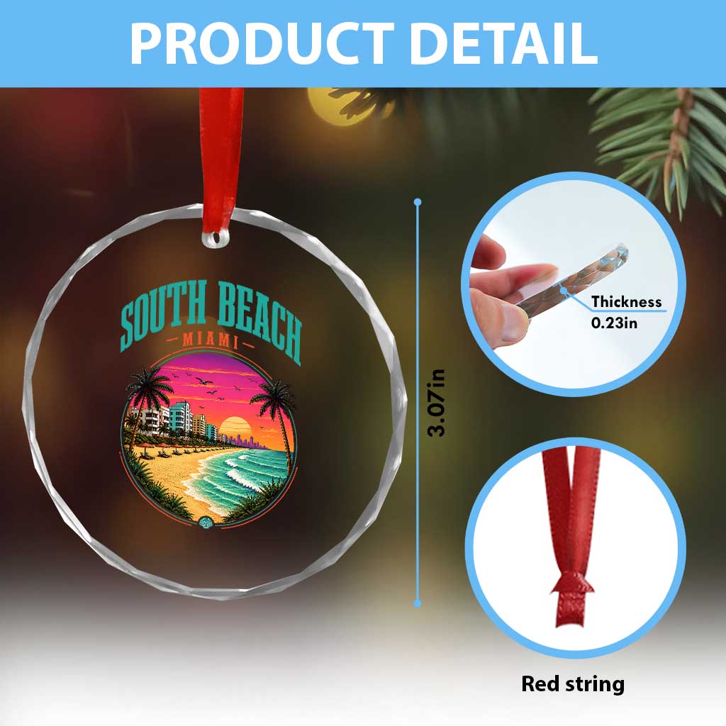 South Beach Miami Crystal Glass Ornament Retro Florida USA Souvenir Gift
