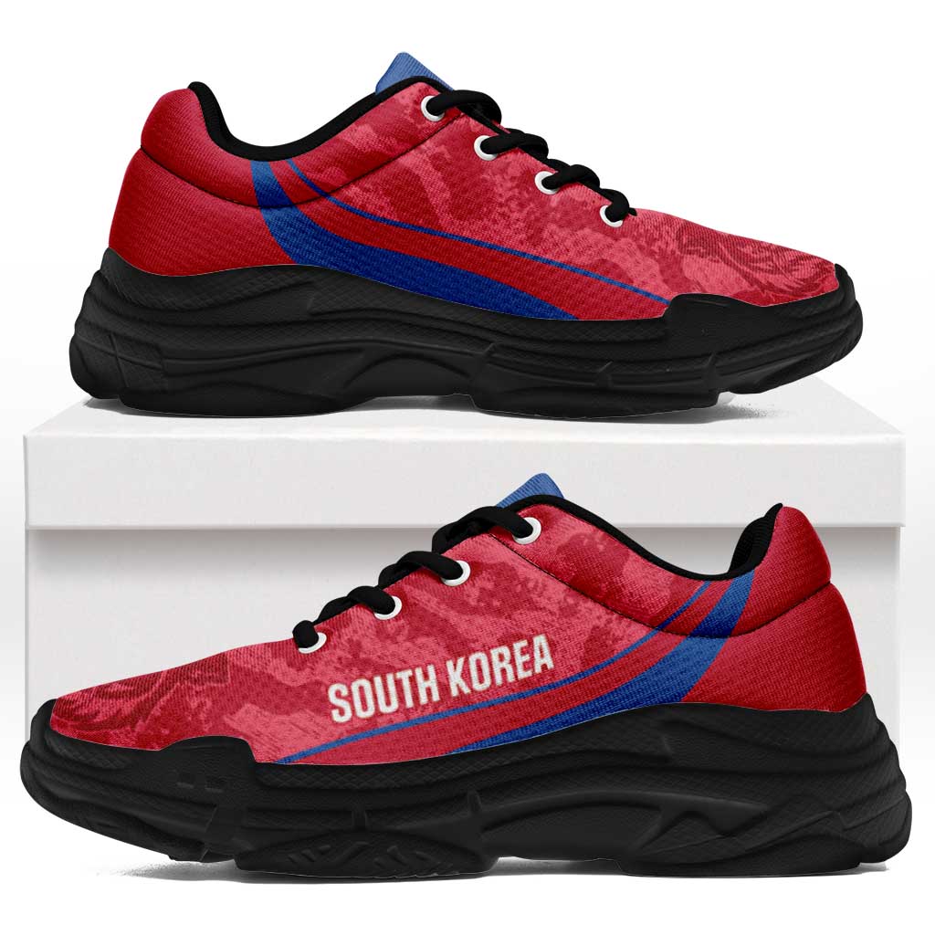 South Korea 2026 Football Chunky Sneakers Go Taegeuk Warriors Grunge Curve Stylized - Wonder Print Shop