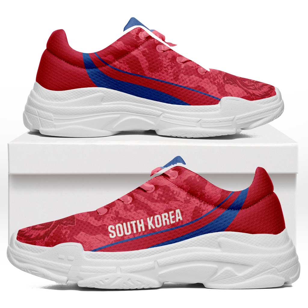 South Korea 2026 Football Chunky Sneakers Go Taegeuk Warriors Grunge Curve Stylized - Wonder Print Shop