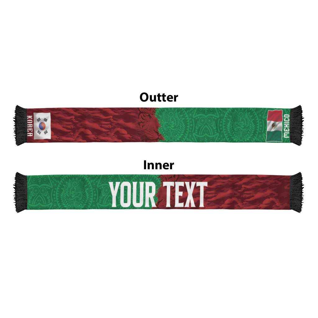 South Korea and Mexico National Football Personalized Soccer Scarf Taegeuk Warriors with El Tricolor Grunge Split Style