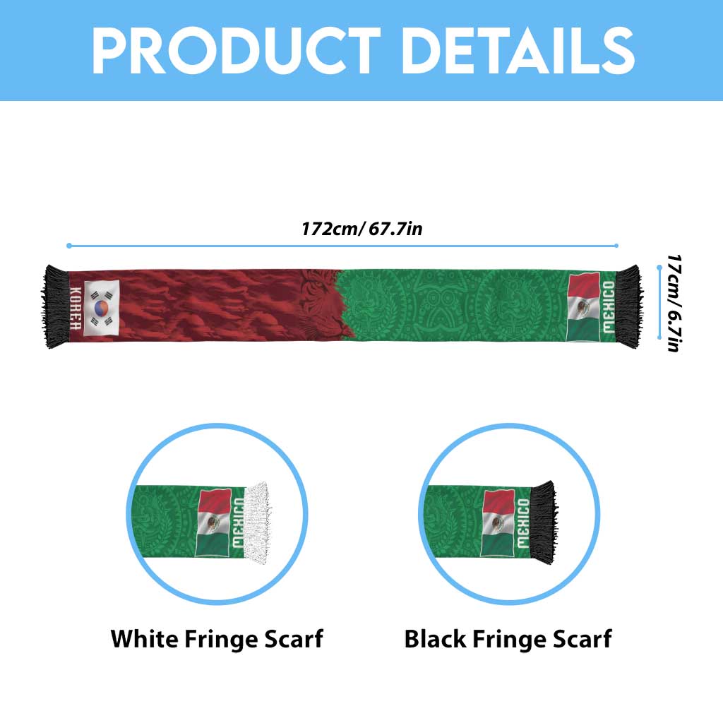 South Korea and Mexico National Football Personalized Soccer Scarf Taegeuk Warriors with El Tricolor Grunge Split Style