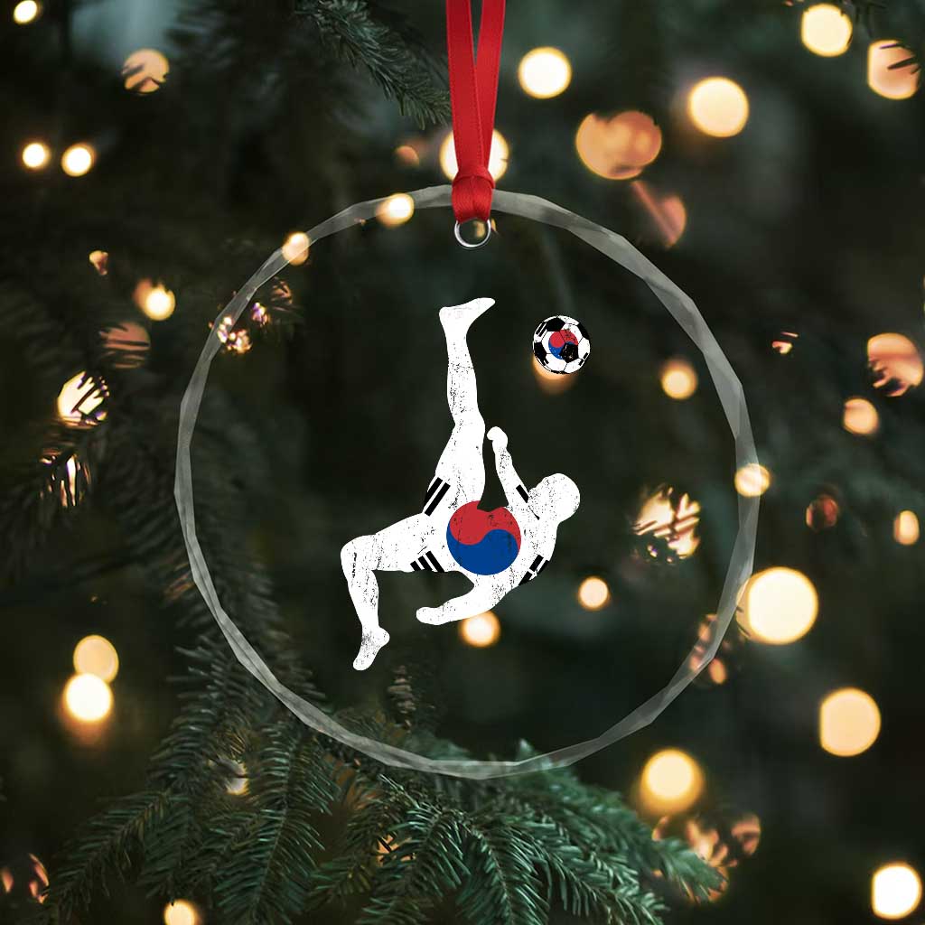 South Korea Soccer Crystal Glass Ornament Bicycle Kick Silhouette Korean Flag