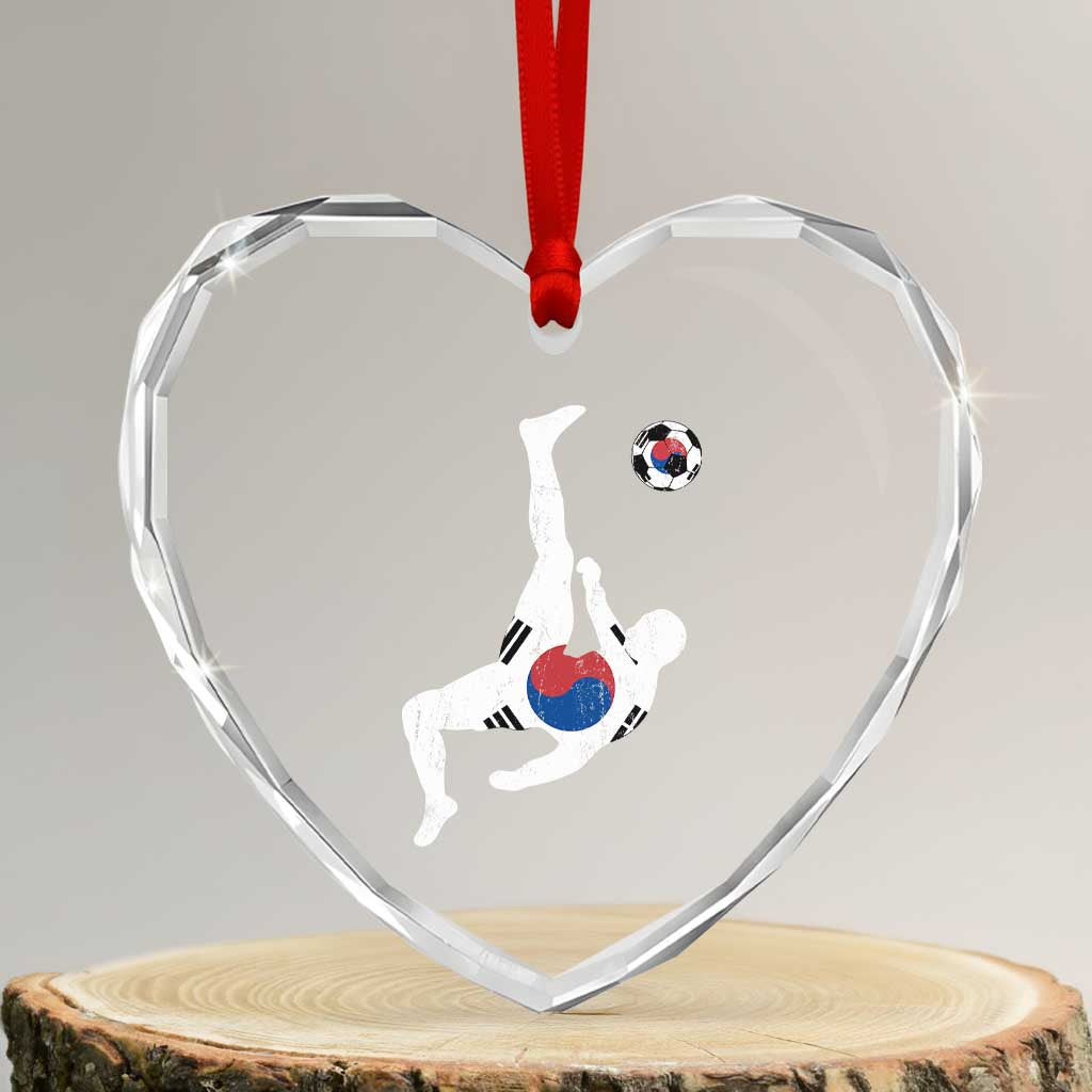 South Korea Soccer Heart Crystal Glass Ornament Bicycle Kick Silhouette Korean Flag