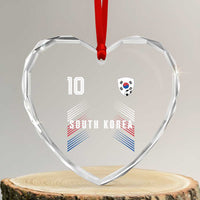 South Korea Soccer Sports Graphic Number 10 Jersey Style Heart Crystal Glass Ornament Proud Korean Football Fans Game Day Pride